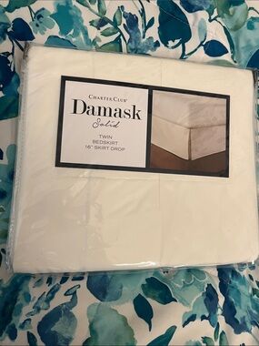 Charter Club Damask Solid Twin Bedskirt in White